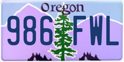 OR license plate 986FWL