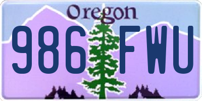 OR license plate 986FWU