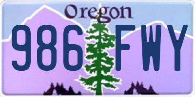 OR license plate 986FWY