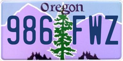 OR license plate 986FWZ