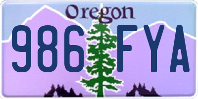 OR license plate 986FYA