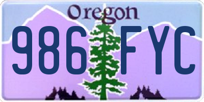 OR license plate 986FYC