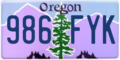 OR license plate 986FYK