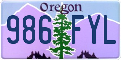 OR license plate 986FYL