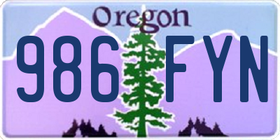 OR license plate 986FYN