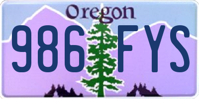 OR license plate 986FYS