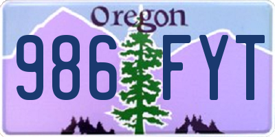 OR license plate 986FYT
