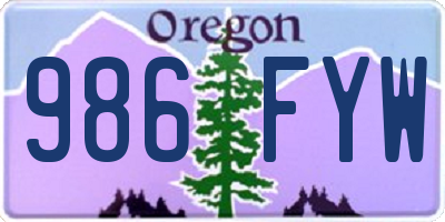 OR license plate 986FYW