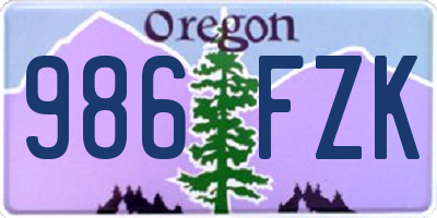 OR license plate 986FZK