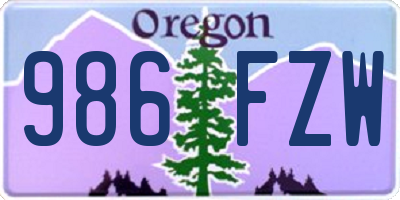 OR license plate 986FZW