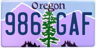OR license plate 986GAF