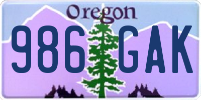 OR license plate 986GAK