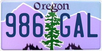 OR license plate 986GAL