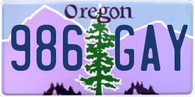 OR license plate 986GAY