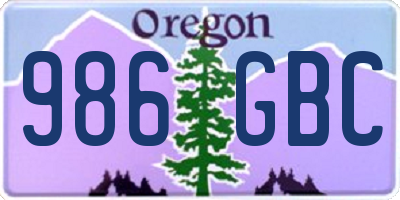 OR license plate 986GBC