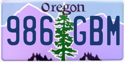 OR license plate 986GBM