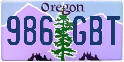 OR license plate 986GBT