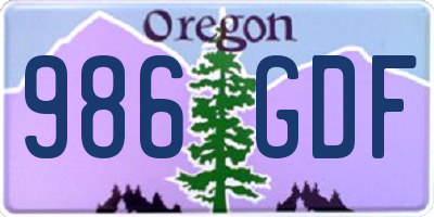 OR license plate 986GDF