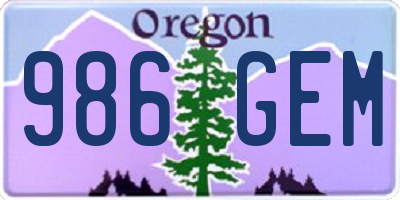 OR license plate 986GEM
