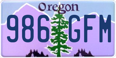 OR license plate 986GFM