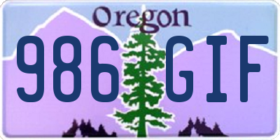 OR license plate 986GIF