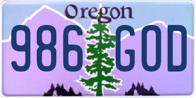 OR license plate 986GOD