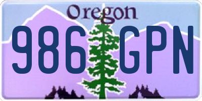 OR license plate 986GPN