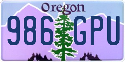 OR license plate 986GPU