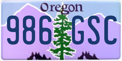 OR license plate 986GSC