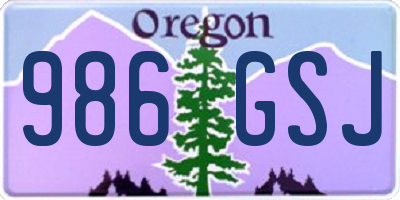 OR license plate 986GSJ