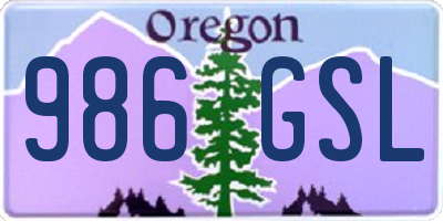 OR license plate 986GSL