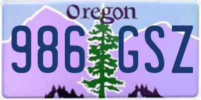 OR license plate 986GSZ