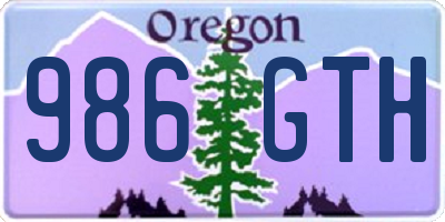 OR license plate 986GTH