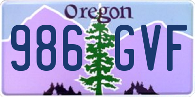 OR license plate 986GVF