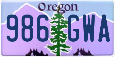 OR license plate 986GWA
