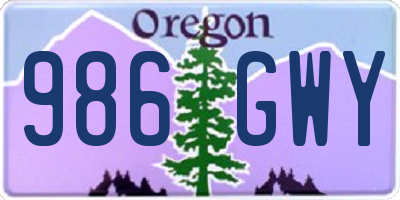OR license plate 986GWY