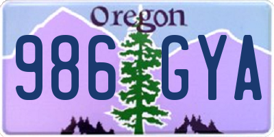 OR license plate 986GYA