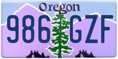 OR license plate 986GZF