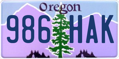 OR license plate 986HAK