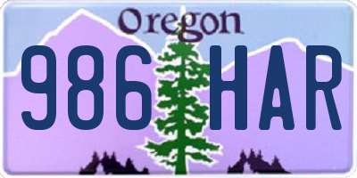 OR license plate 986HAR
