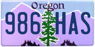 OR license plate 986HAS