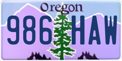 OR license plate 986HAW