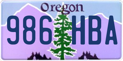 OR license plate 986HBA