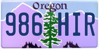 OR license plate 986HIR