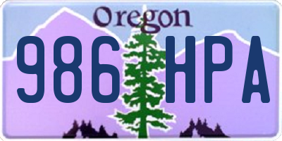 OR license plate 986HPA