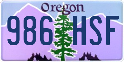 OR license plate 986HSF