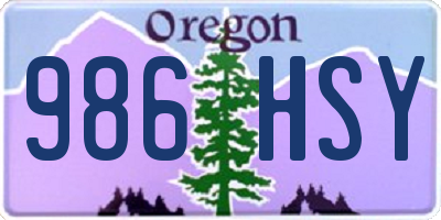 OR license plate 986HSY