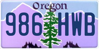 OR license plate 986HWB