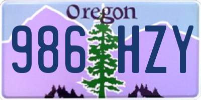 OR license plate 986HZY