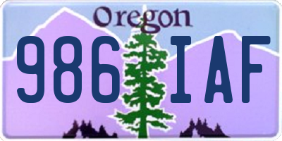 OR license plate 986IAF